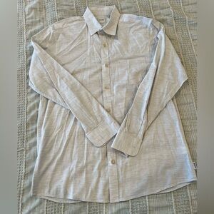 ROWM Men’s Light Gray White Textured Button Down Shirt Size M Cotton